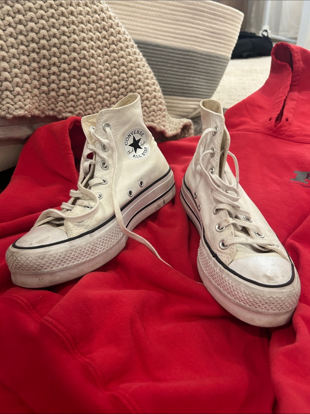 Converse platform High Top Sneakers in Off-White Canvas
